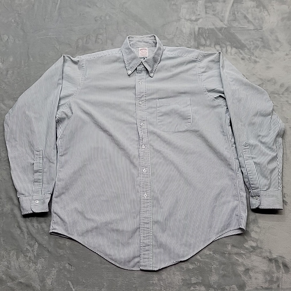 Brooks Brothers Shirt Mens 16.5 Blue White Makers Button Down Oxford Made In USA